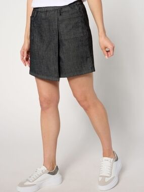Anybody Skort Regular Faux Wrap Black Pull Up Skort